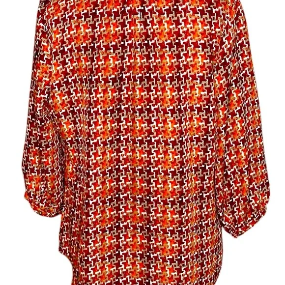 BANANA REPUBLIC HOUNDSTOOTH AUTUMN SUN COLOR 3:4 SLEEEVES, KEYHOLE AT FRONT - Picture 3 of 9